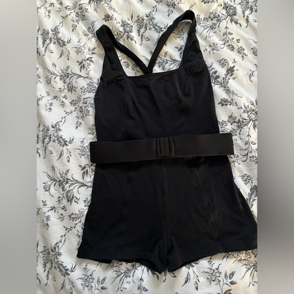 Super cute Jag Jeans Black Romper / swimsuit with boy leg and removable belt